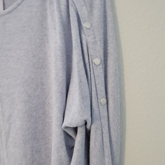 Womens Verve Ami Light Blue Long Sleeve Top with Silver Button Accents - Picture 2 of 5